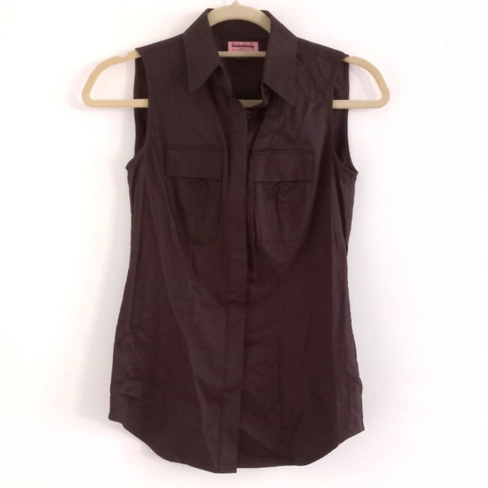 Thomas Pink Brown Y2K Button Down Sleeveless Shirt Top
